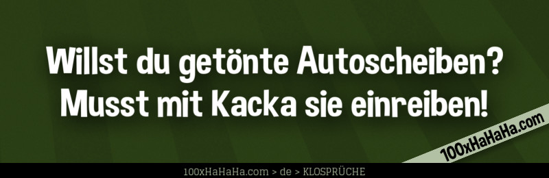Willst du getoente Autoscheiben? / Musst mit Kacka sie einreiben!