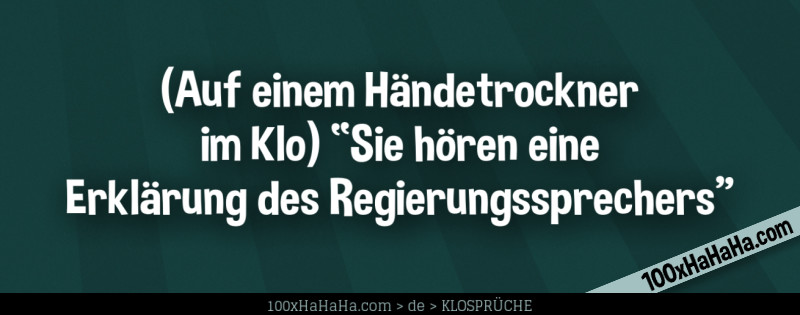 (Auf einem Haendetrockner im Klo) "Sie hoeren eine Erklaerung des Regierungssprechers"