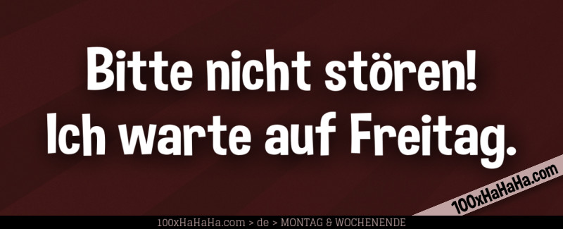Bitte nicht stoeren! Ich warte auf Freitag.