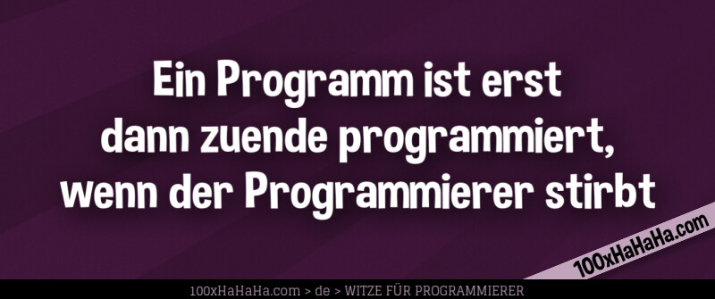 Ein Programm ist erst dann zuende programmiert, wenn der Programmierer stirbt