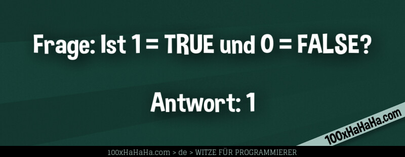 Frage: Ist 1 = TRUE und 0 = FALSE? / / Antwort: 1