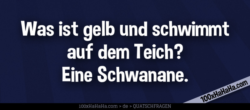 Was ist gelb und schwimmt auf dem Teich? Eine Schwanane
