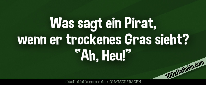 Was sagt ein Pirat, wenn er trockenes Gras sieht? "Ah, Heu!"