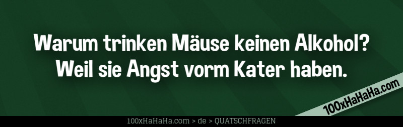 Warum trinken Maeuse keinen Alkohol? Weil sie Angst vorm Kater haben.