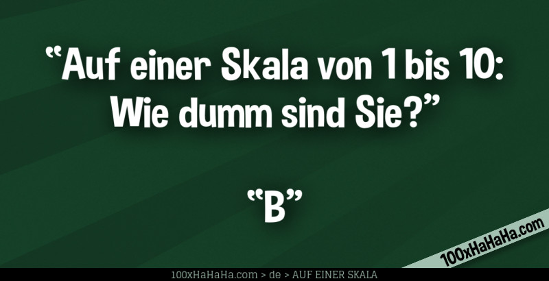 "Auf einer Skala von 1 bis 10: Wie dumm sind Sie?" —"B"