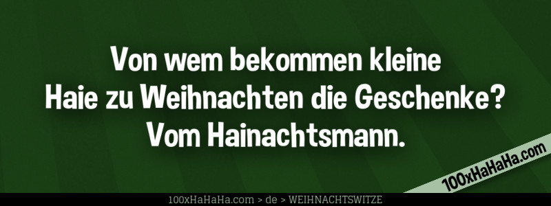 Von wem bekommen kleine Haie zu Weihnachten die Geschenke? Vom Hainachtsmann.