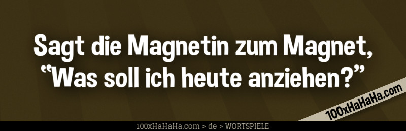 Sagt die Magnetin zum Magnet, "Was soll ich heute anziehen?"