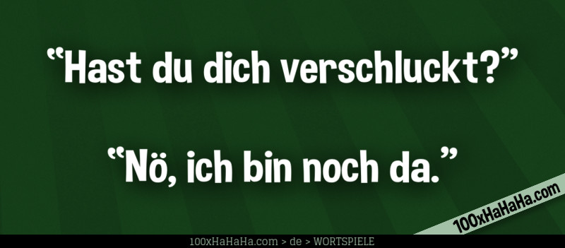 "Hast du dich verschluckt?" —"Noe, ich bin noch da"