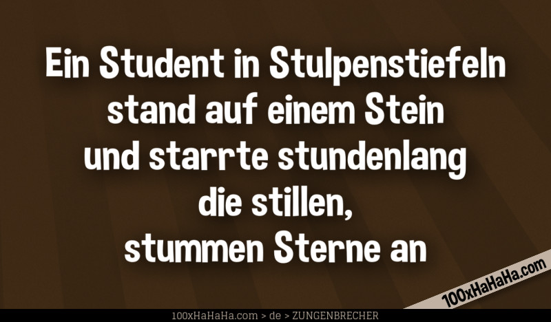 Ein Student in Stulpenstiefeln stand auf einem Stein und starrte stundenlang die stillen, stummen Sterne an