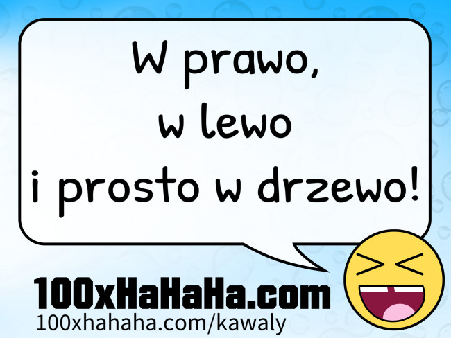 W prawo, / w lewo / i prosto w drzewo!