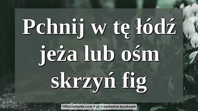 Pchnij w te lodz jeza lub osm skrzyn fig